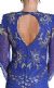 V-Neck Full Sleeves Beaded Formal Gown with Keyhole Back back in Royal Blue/Silver
